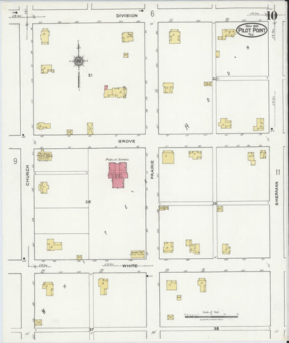 Sanborn Fire Insurance Map from Pilot Point, Denton County, Texas (1921), Sheet #0010 - Complete Map Set gallery image, historic Sanborn map, vintage wall art, Texas Texas