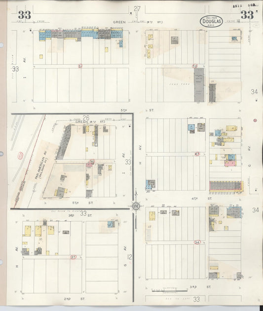 Sanborn Fire Insurance Map from Douglas, Cochise County, Arizona (1947), Sheet #0033 - Historic Sanborn Fire Insurance Map Print, vintage old map wall art, antique decor, genealogy gift, Arizona Arizona map