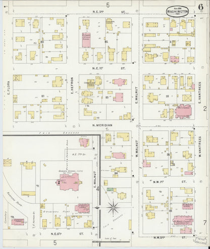 Sanborn Fire Insurance Map from Washington, Daviess County, Indiana (1896), Sheet #0006 - Historic Sanborn Fire Insurance Map Print, vintage old map wall art, antique decor, genealogy gift, Indiana Indiana map