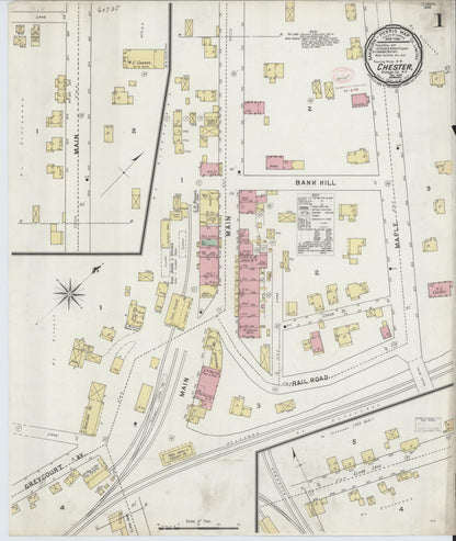 Sanborn Fire Insurance Map from Chester, Orange County, New York (1894), Sheet #0001 - Historic Sanborn Fire Insurance Map Print, vintage old map wall art, antique decor, genealogy gift, New York New York map
