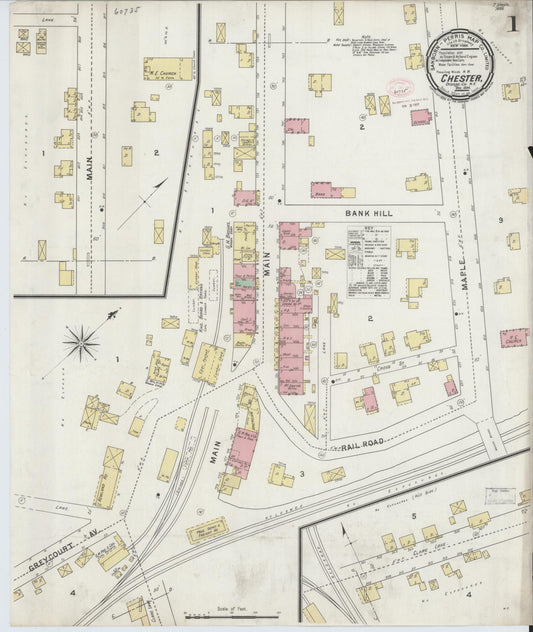 Sanborn Fire Insurance Map from Chester, Orange County, New York (1894), Sheet #0001 - Historic Sanborn Fire Insurance Map Print, vintage old map wall art, antique decor, genealogy gift, New York New York map