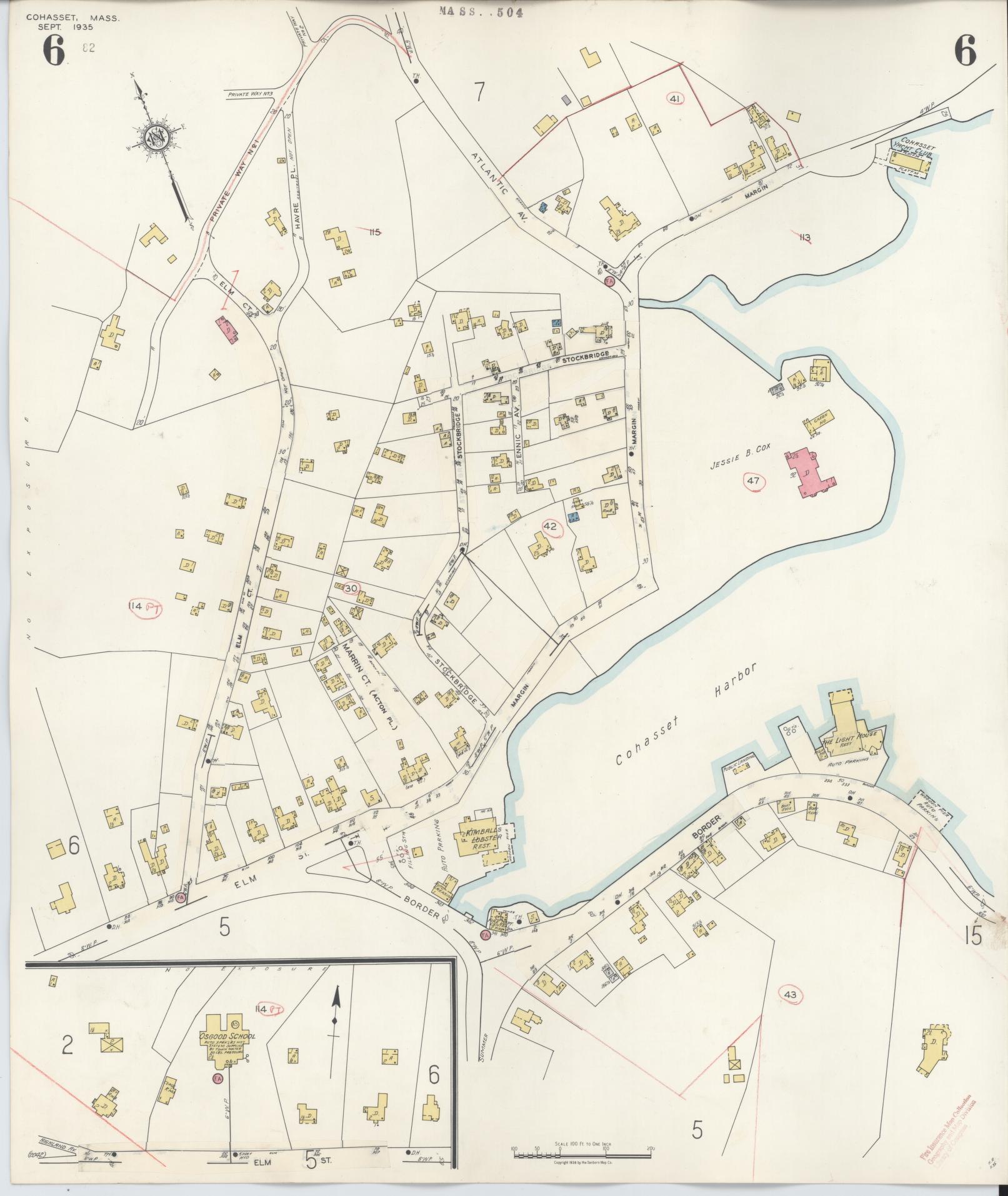 Sanborn Fire Insurance Map from Cohasset, Norfolk County, Massachusetts (1940), Sheet #0006 - Historic Sanborn Fire Insurance Map Print, vintage old map wall art, antique decor, genealogy gift, Massachusetts Massachusetts map