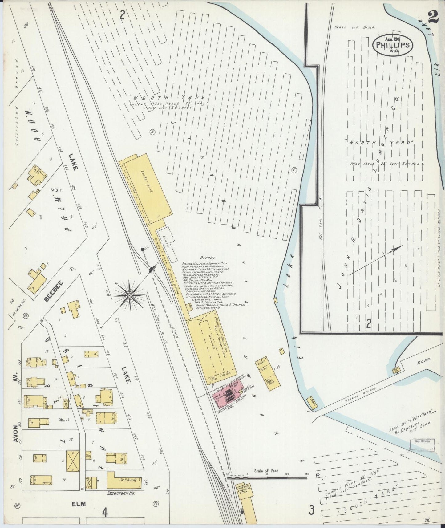 Sanborn Fire Insurance Map from Phillips, Price County, Wisconsin (1901), Sheet #0002 - Complete Map Set gallery image, historic Sanborn map, vintage wall art, Wisconsin Wisconsin