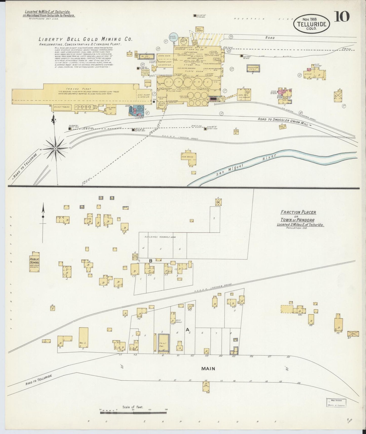 Sanborn Fire Insurance Map from Telluride, San Miguel County, Colorado (1908), Sheet #0010 - Complete Map Set gallery image, historic Sanborn map, vintage wall art, Colorado Colorado
