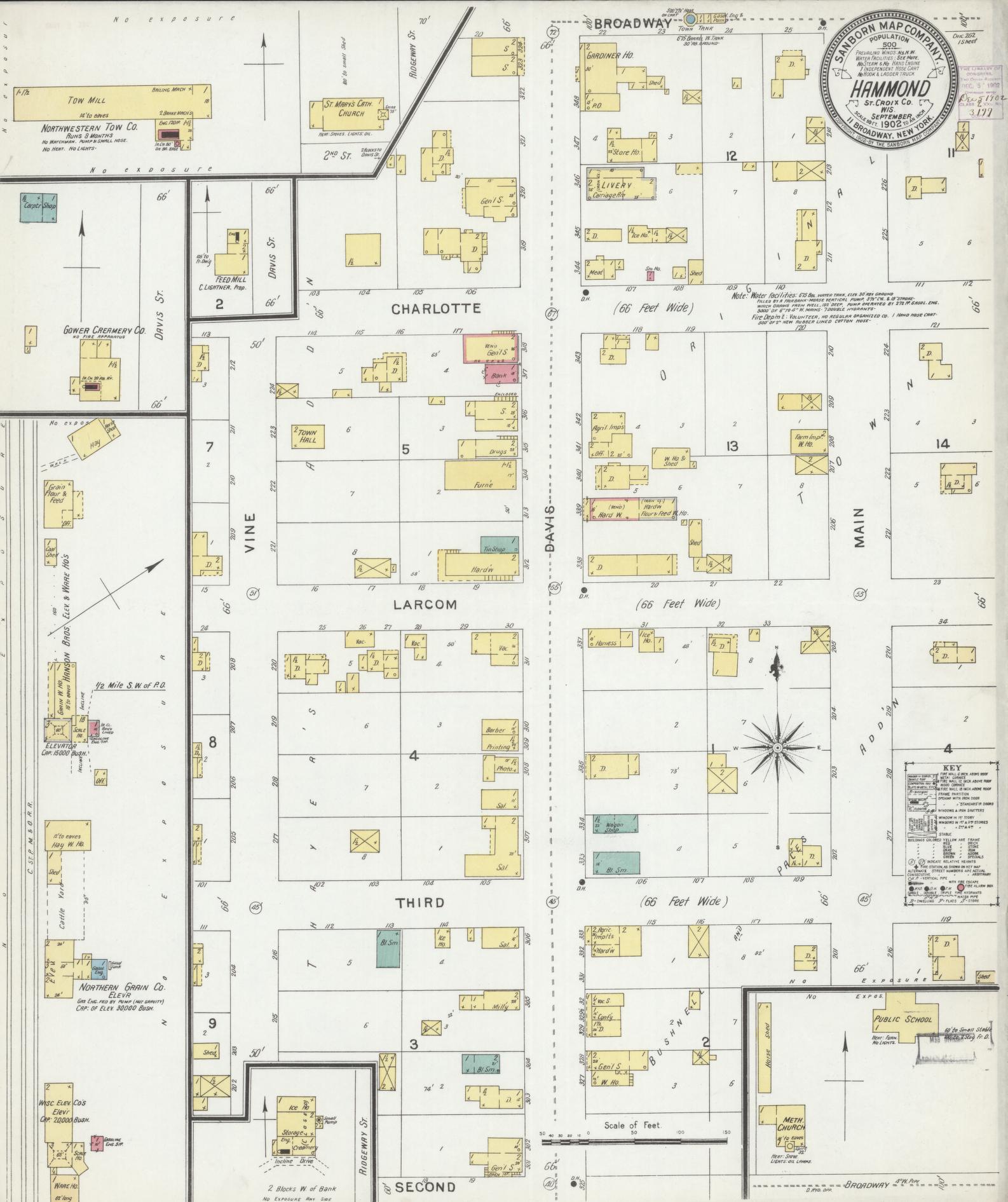 Sanborn Fire Insurance Map from Hammond, St. Croix County, Wisconsin (1902), Sheet #0001 - Historic Sanborn Fire Insurance Map Print, vintage old map wall art, antique decor, genealogy gift, Wisconsin Wisconsin map