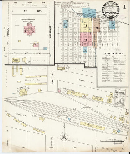 Sanborn Fire Insurance Map from Atlantic, Cass County, Iowa (1888), Sheet #0001 - Historic Sanborn Fire Insurance Map Print
