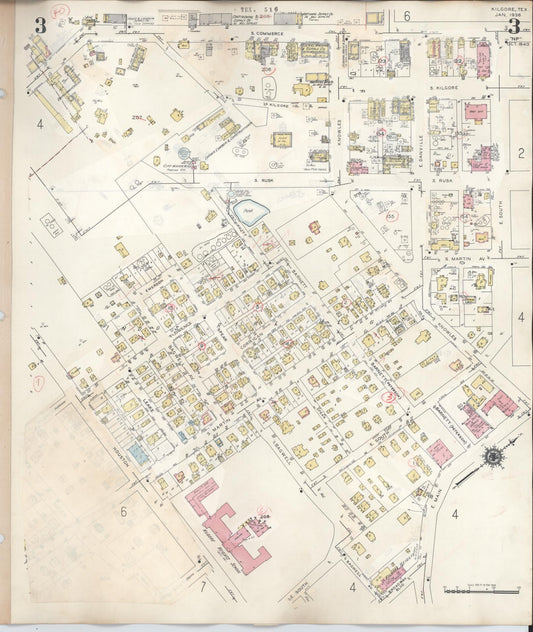 Sanborn Fire Insurance Map from Kilgore, Gregg County, Texas (1950), Sheet #0003 - Historic Sanborn Fire Insurance Map Print, vintage old map wall art, antique decor, genealogy gift, Texas Texas map