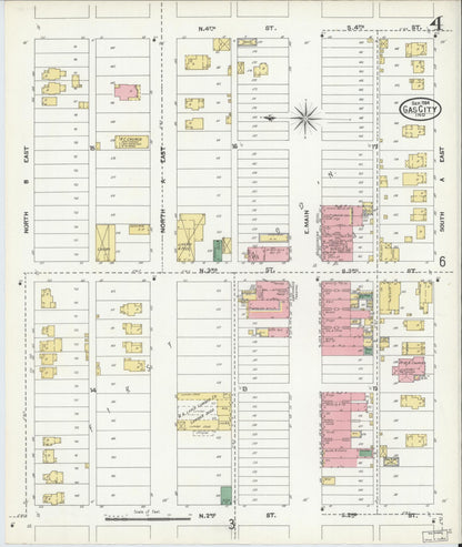 Sanborn Fire Insurance Map from Gas City, Grant County, Indiana (1904), Sheet #0004 - Complete Map Set gallery image, historic Sanborn map, vintage wall art, Indiana Indiana