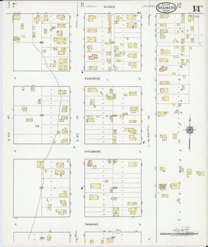Sanborn Fire Insurance Map from Brainerd, Crow Wing County, Minnesota (1917), Sheet #0014 - Historic Sanborn Fire Insurance Map Print, vintage old map wall art, antique decor, genealogy gift, Minnesota Minnesota map