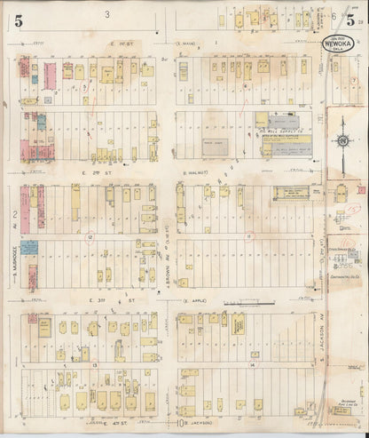 Sanborn Fire Insurance Map from Wewoka, Seminole County, Oklahoma (1945), Sheet #0005 - Complete Map Set gallery image, historic Sanborn map, vintage wall art, Oklahoma Oklahoma