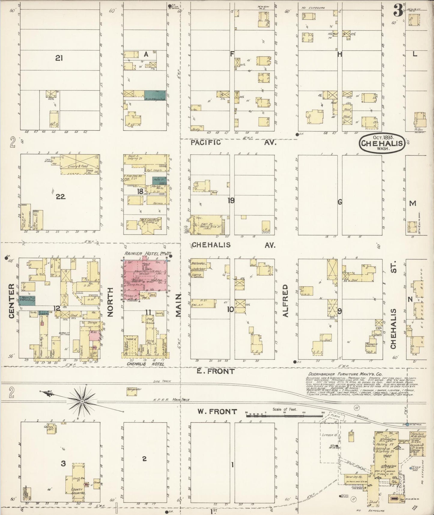 Sanborn Fire Insurance Map from Chehalis, Lewis County, Washington (1893), Sheet #0003 - Complete Map Set gallery image, historic Sanborn map, vintage wall art, Washington Washington