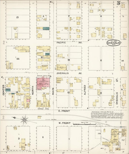 Sanborn Fire Insurance Map from Chehalis, Lewis County, Washington (1893), Sheet #0003 - Complete Map Set gallery image, historic Sanborn map, vintage wall art, Washington Washington