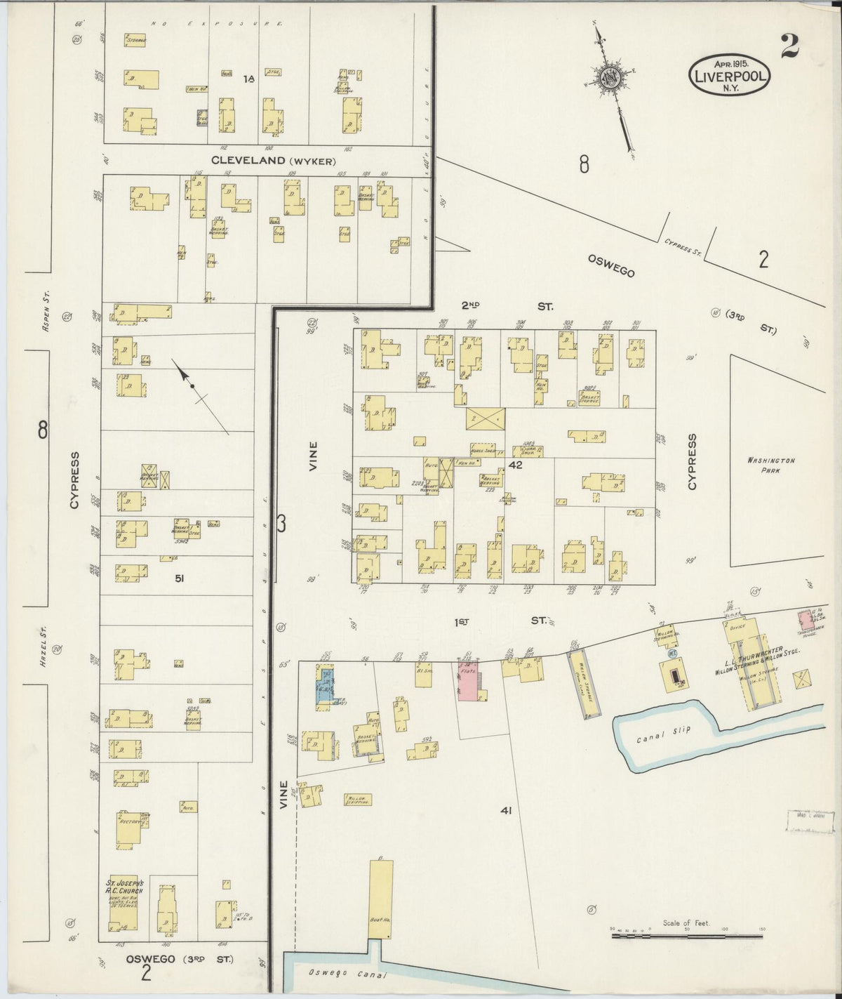 Sanborn Fire Insurance Map from Liverpool, Onondaga County, New York (1915), Sheet #0002 - Historic Sanborn Fire Insurance Map Print, vintage old map wall art, antique decor, genealogy gift, New York New York map