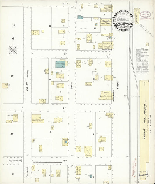 Sanborn Fire Insurance Map from Germantown, Glenn County, California (1897), Sheet #0001 - Historic Sanborn Fire Insurance Map Print, vintage old map wall art, antique decor, genealogy gift, California California map
