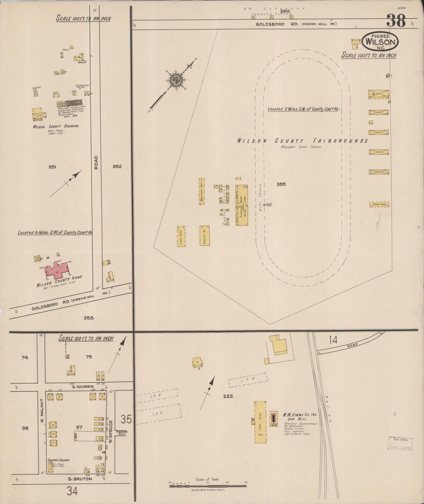 Sanborn Fire Insurance Map from Wilson, Wilson County, North Carolina (1922), Sheet #0038 - Complete Map Set gallery image, historic Sanborn map, vintage wall art, North Carolina North Carolina