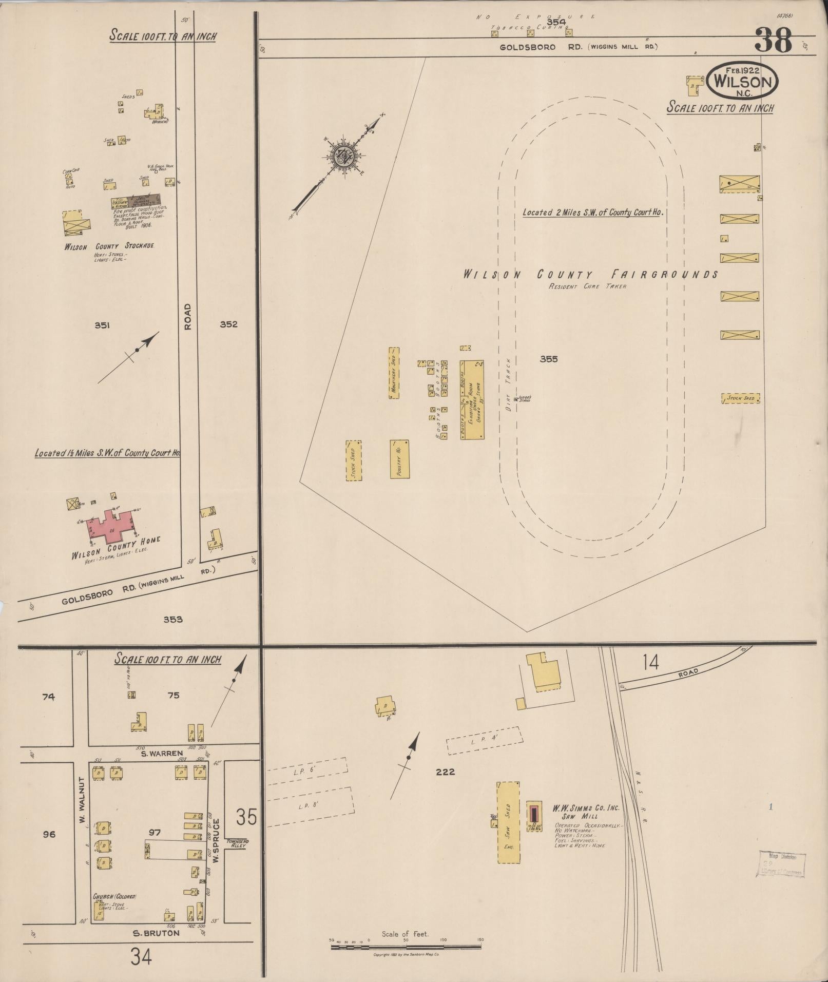 Sanborn Fire Insurance Map from Wilson, Wilson County, North Carolina (1922), Sheet #0038 - Complete Map Set gallery image, historic Sanborn map, vintage wall art, North Carolina North Carolina