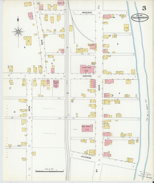 Sanborn Fire Insurance Map from Freemansburg, Northampton County, Pennsylvania (1905), Sheet #0003 - Historic Sanborn Fire Insurance Map Print, vintage old map wall art, antique decor, genealogy gift, Pennsylvania Pennsylvania map