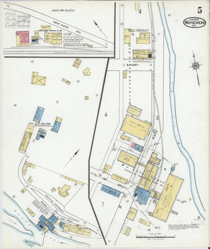 Sanborn Fire Insurance Map from Waynesboro, Independent Cities, Virginia (1920), Sheet #0005 - Complete Map Set gallery image, historic Sanborn map, vintage wall art, Virginia Virginia