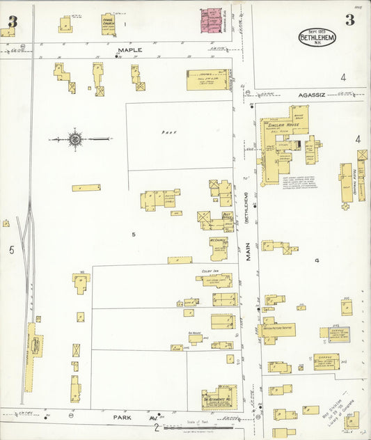 Sanborn Fire Insurance Map from Bethlehem, Grafton County, New Hampshire (1923), Sheet #0003 - Historic Sanborn Fire Insurance Map Print, vintage old map wall art, antique decor, genealogy gift, New Hampshire New Hampshire map