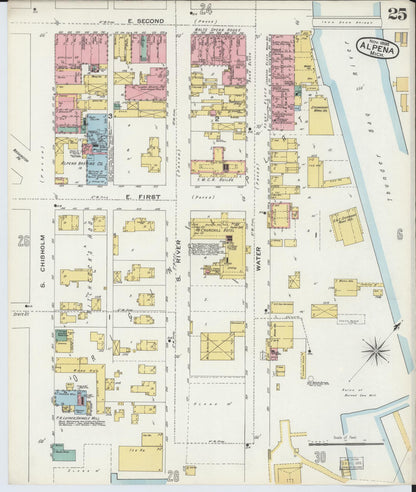 Sanborn Fire Insurance Map from Alpena, Alpena County, Michigan (1895), Sheet #0025 - Complete Map Set gallery image, historic Sanborn map, vintage wall art, Michigan Michigan