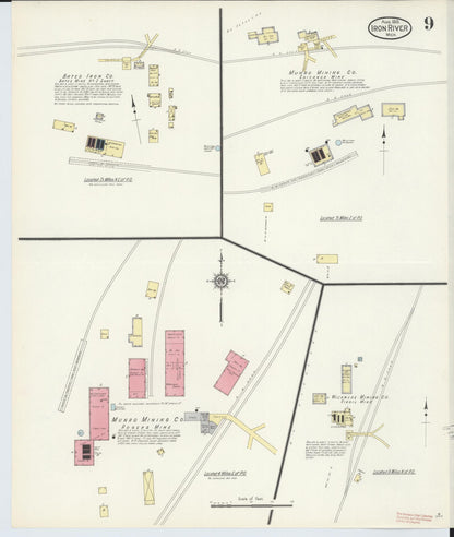 Sanborn Fire Insurance Map from Iron River, Iron County, Michigan (1913), Sheet #0009 - Complete Map Set gallery image, historic Sanborn map, vintage wall art, Michigan Michigan