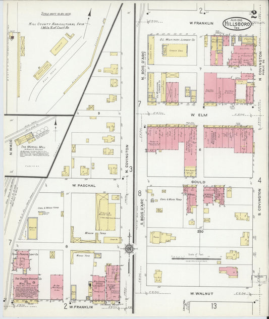 Sanborn Fire Insurance Map from Hillsboro, Hill County, Texas (1918), Sheet #0002 - Historic Sanborn Fire Insurance Map Print, vintage old map wall art, antique decor, genealogy gift, Texas Texas map