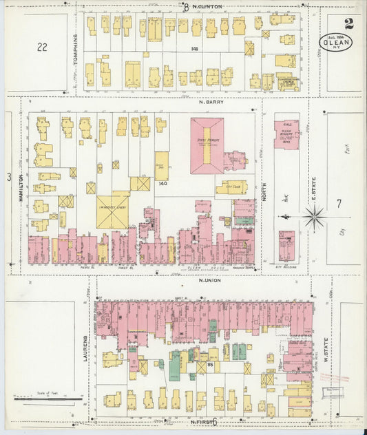 Sanborn Fire Insurance Map from Olean, Cattaraugus County, New York (1904), Sheet #0002 - Complete Map Set gallery image, historic Sanborn map, vintage wall art, New York New York