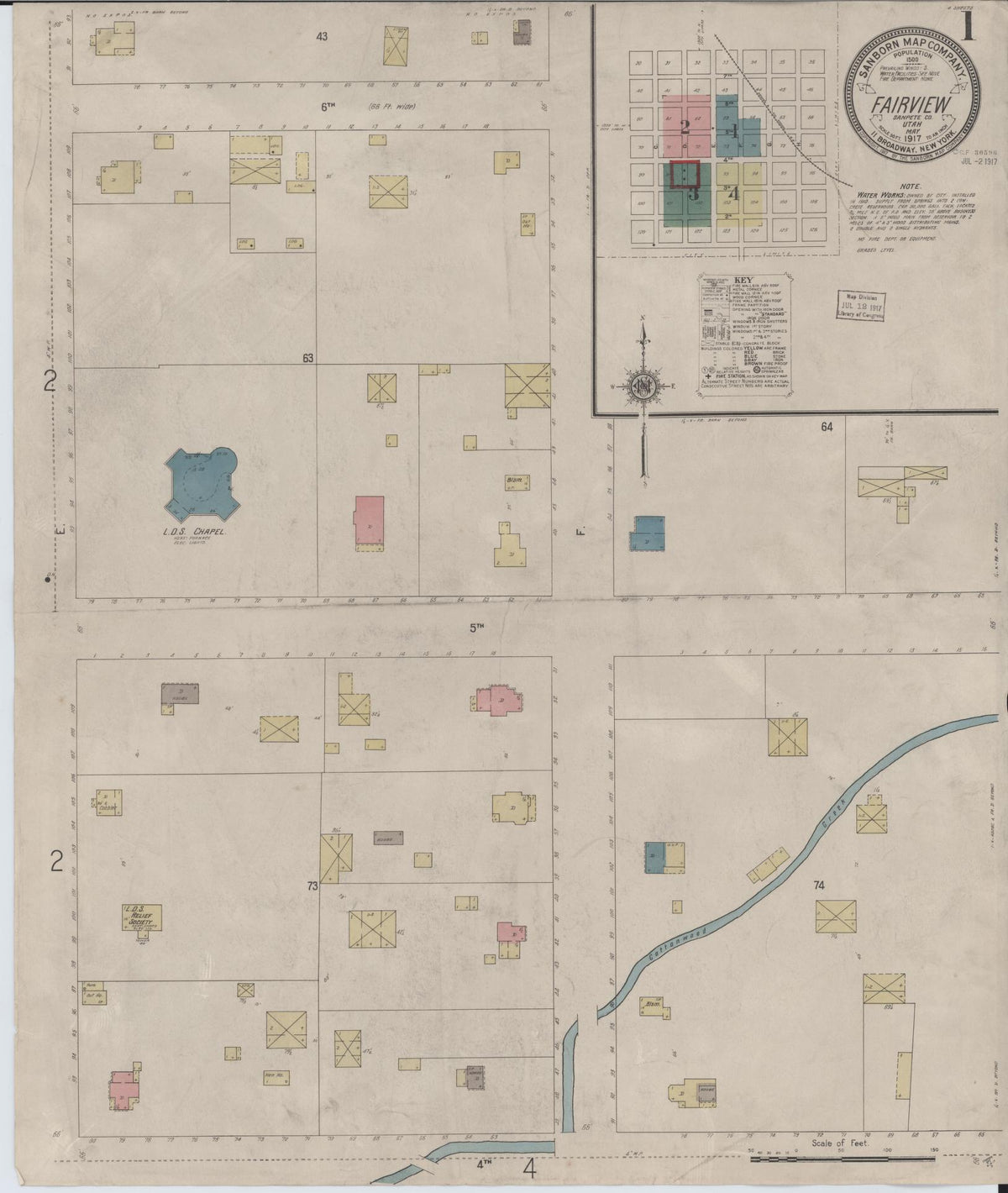 Sanborn Fire Insurance Map from Fairview, Sanpete County, Utah (1917), Sheet #0001 - Complete Map Set gallery image, historic Sanborn map, vintage wall art, Utah Utah