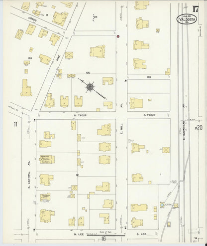 Sanborn Fire Insurance Map from Valdosta, Lowndes County, Georgia (1911), Sheet #0017 - Complete Map Set gallery image, historic Sanborn map, vintage wall art, Georgia Georgia
