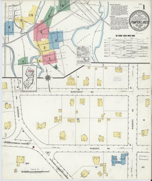 Sanborn Fire Insurance Map from Pompton Lakes, Passaic County, New Jersey. (1920) – Historic Sanborn Fire Insurance Map Print