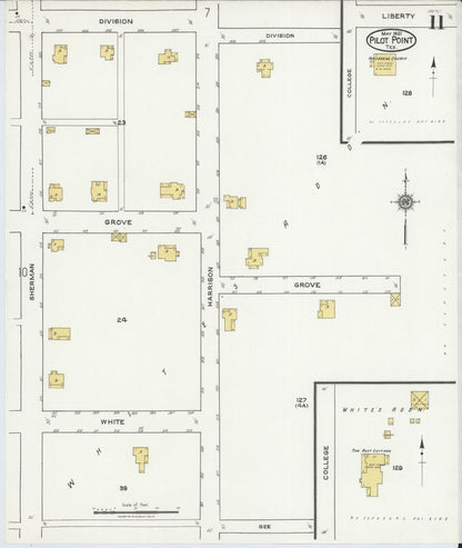 Sanborn Fire Insurance Map from Pilot Point, Denton County, Texas (1921), Sheet #0011 - Historic Sanborn Fire Insurance Map Print, vintage old map wall art, antique decor, genealogy gift, Texas Texas map