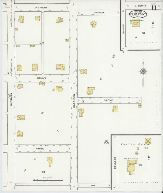 Sanborn Fire Insurance Map from Pilot Point, Denton County, Texas (1921), Sheet #0011 - Historic Sanborn Fire Insurance Map Print, vintage old map wall art, antique decor, genealogy gift, Texas Texas map