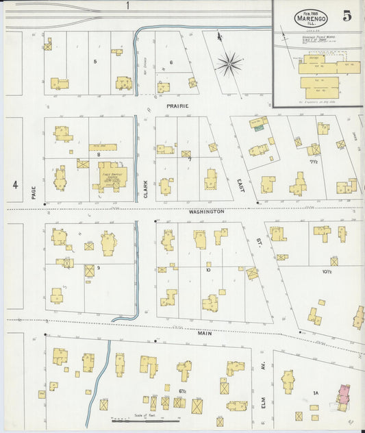 Sanborn Fire Insurance Map from Marengo, McHenry County, Illinois (1905), Sheet #0005 - Historic Sanborn Fire Insurance Map Print, vintage old map wall art, antique decor, genealogy gift, Illinois Illinois map