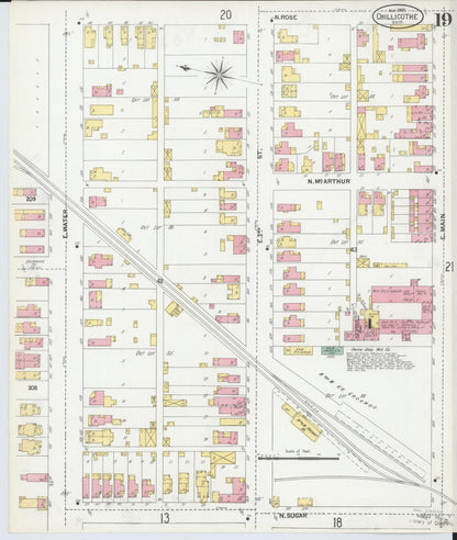 Sanborn Fire Insurance Map from Chillicothe, Ross County, Ohio (1900), Sheet #0019 - Historic Sanborn Fire Insurance Map Print, vintage old map wall art, antique decor, genealogy gift, Ohio Ohio map