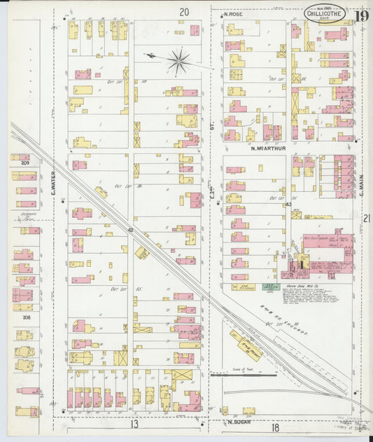 Sanborn Fire Insurance Map from Chillicothe, Ross County, Ohio (1900), Sheet #0019 - Historic Sanborn Fire Insurance Map Print, vintage old map wall art, antique decor, genealogy gift, Ohio Ohio map