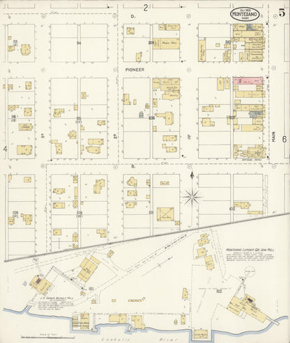 Sanborn Fire Insurance Map from Montesano, Grays Harbor County, Washington (1903), Sheet #0005 - Complete Map Set gallery image, historic Sanborn map, vintage wall art, Washington Washington
