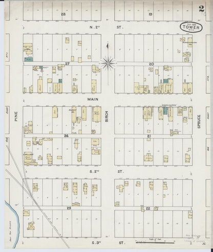 Sanborn Fire Insurance Map from Tower, Saint Louis County, Minnesota (1888), Sheet #0002 - Complete Map Set gallery image, historic Sanborn map, vintage wall art, Minnesota Minnesota