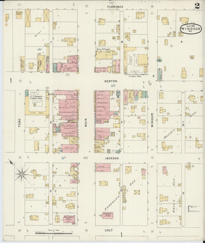 Sanborn Fire Insurance Map from Windsor, Henry County, Missouri (1896), Sheet #0002 - Complete Map Set gallery image, historic Sanborn map, vintage wall art, Missouri Missouri