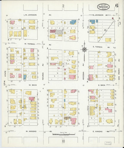Sanborn Fire Insurance Map from Trinidad, Las Animas County, Colorado (1917), Sheet #0006 - Complete Map Set gallery image, historic Sanborn map, vintage wall art, Colorado Colorado
