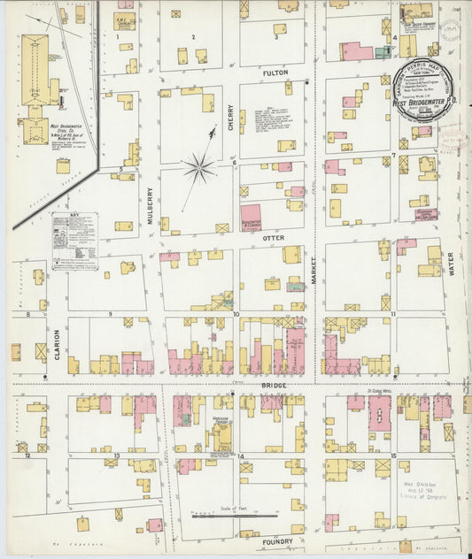 Sanborn Fire Insurance Map from West Bridgewater, Beaver County, Pennsylvania (1899), Sheet #0001 - Historic Sanborn Fire Insurance Map Print, vintage old map wall art, antique decor, genealogy gift, Pennsylvania Pennsylvania map