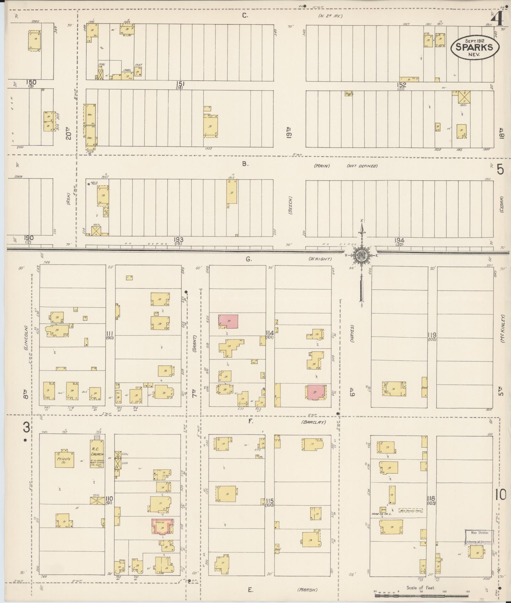 Sanborn Fire Insurance Map from Sparks, Washoe County, Nevada (1912), Sheet #0004 - Historic Sanborn Fire Insurance Map Print, vintage old map wall art, antique decor, genealogy gift, Nevada Nevada map