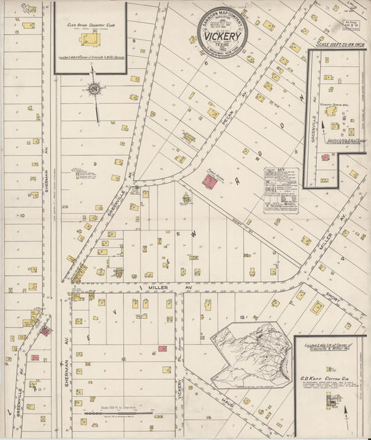 Sanborn Fire Insurance Map from Vickery, Dallas County, Texas (1922), Sheet #0001 - Historic Sanborn Fire Insurance Map Print, vintage old map wall art, antique decor, genealogy gift, Texas Texas map