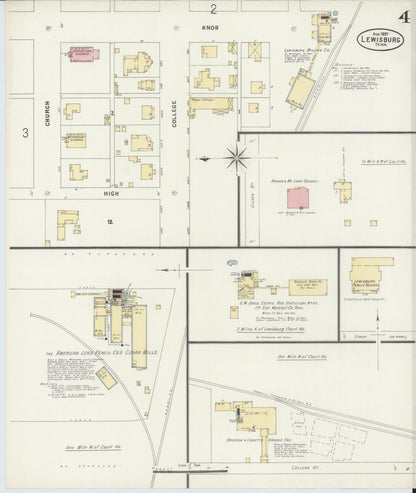 Sanborn Fire Insurance Map from Lewisburg, Marshall County, Tennessee (1897), Sheet #0004 - Complete Map Set gallery image, historic Sanborn map, vintage wall art, Tennessee Tennessee