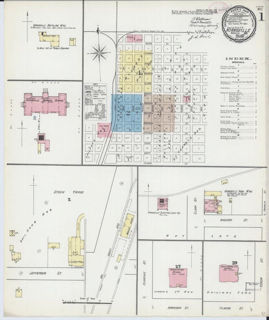 Sanborn Fire Insurance Map from Kirksville, Adair County, Missouri (1891), Sheet #0001 - Complete Map Set gallery image, historic Sanborn map, vintage wall art, Missouri Missouri