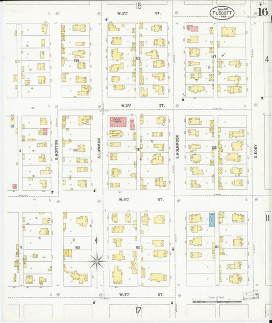 Sanborn Fire Insurance Map from Fort Scott, Bourbon County, Kansas (1899), Sheet #0016 - Historic Sanborn Fire Insurance Map Print, vintage old map wall art, antique decor, genealogy gift, Kansas Kansas map