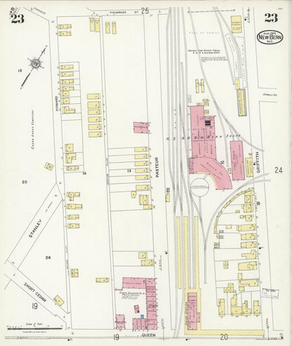 Sanborn Fire Insurance Map from New Bern, Craven County, North Carolina (1924), Sheet #0023 - Complete Map Set gallery image, historic Sanborn map, vintage wall art, North Carolina North Carolina