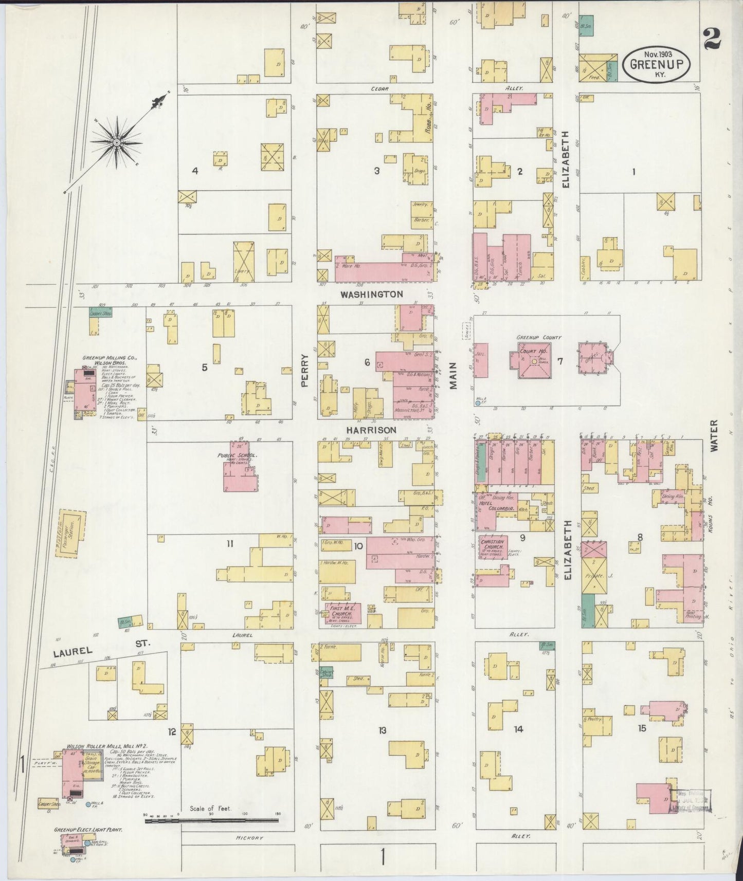 Sanborn Fire Insurance Map from Greenup, Greenup County, Kentucky (1903), Sheet #0002 - Complete Map Set gallery image, historic Sanborn map, vintage wall art, Kentucky Kentucky