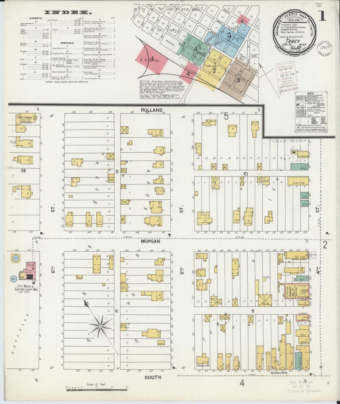 Sanborn Fire Insurance Map from Tracy, Lyon County, Minnesota (1899), Sheet #0001 - Complete Map Set gallery image, historic Sanborn map, vintage wall art, Minnesota Minnesota