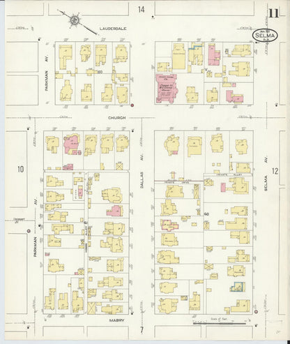 Sanborn Fire Insurance Map from Selma, Dallas County, Alabama (1913), Sheet #0011 - Complete Map Set gallery image, historic Sanborn map, vintage wall art, Alabama Alabama