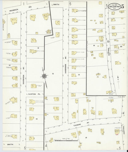 Sanborn Fire Insurance Map from Baldwin, Nassau County, New York (1910), Sheet #0005 - Complete Map Set gallery image, historic Sanborn map, vintage wall art, New York New York